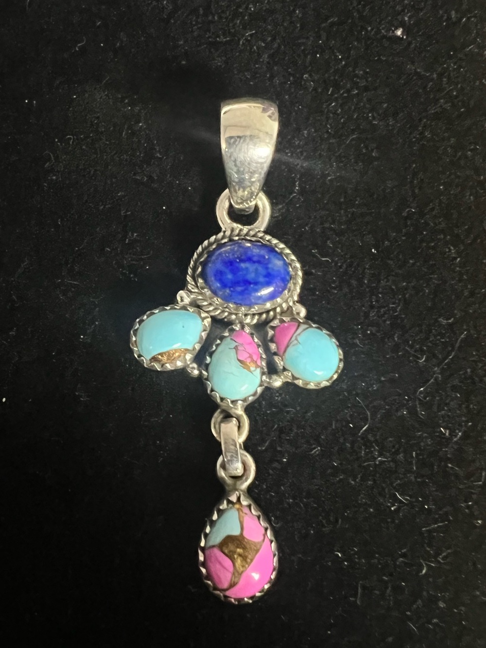 925 STERLING SILVER COTTON CANDY AND LAPIS PENDANT